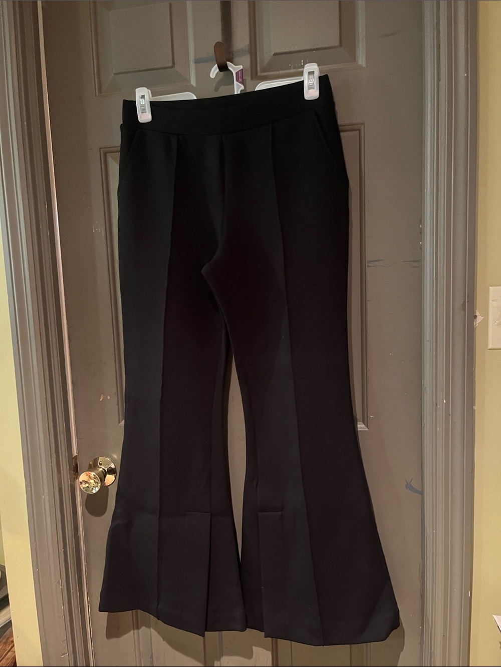 Women's Black Flared Ponte Pants - Sleek Tailored Fit